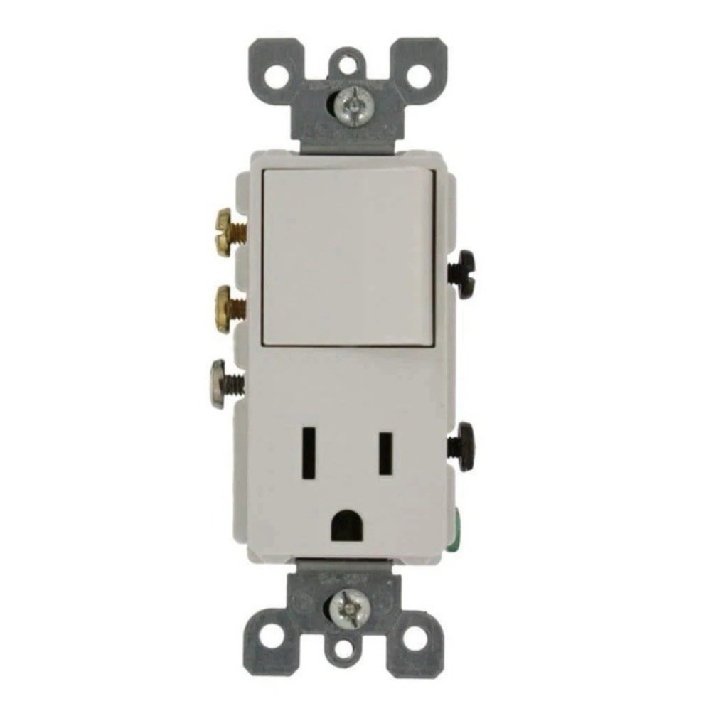 15 Amp Decora Commercial Grade Combination 3-Way Rocker Switch/15 Amp Outlet,